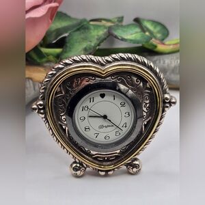 Brighton Ornate Heart Clock in Silver and Gold